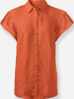 Leinenbluse mit Seitenschlitzen