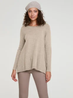 Longpullover mit großzügigem Rundhals-Ausschnitt