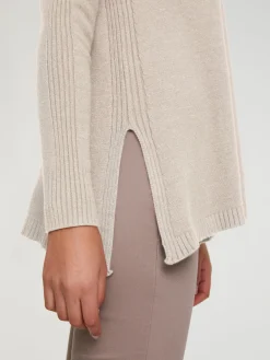 Longpullover mit großzügigem Rundhals-Ausschnitt