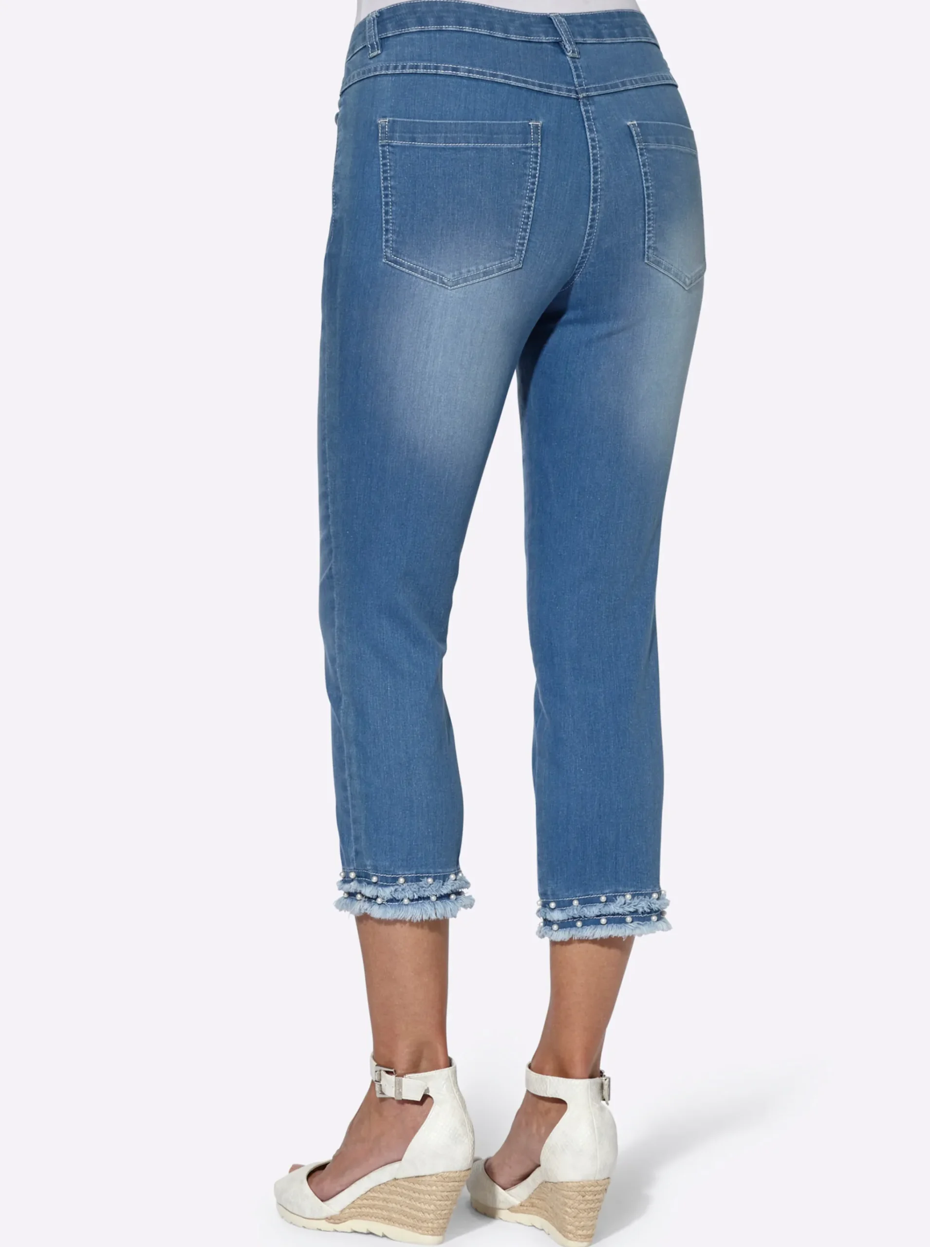 5-Pocket-Jeans mit Fransen am Saum