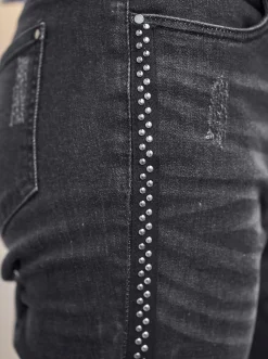5-Pocket-Jeans mit Nieten-Verzierung seitlich