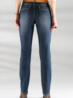 5-Pocket-Jeans mit Reißverschluss und Lederimitat-Anhänger
