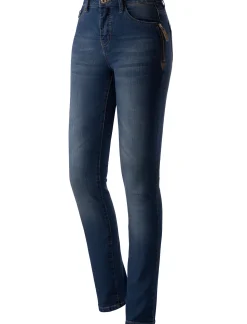 5-Pocket-Jeans mit Reißverschluss und Lederimitat-Anhänger