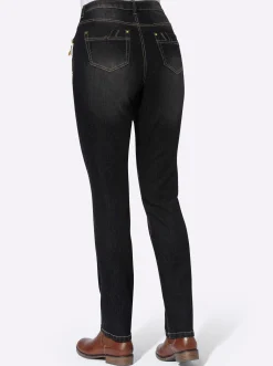 5-Pocket-Jeans mit Reißverschluss und Lederimitat-Anhänger