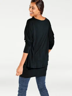 Rundhalsshirt mit Fledermaus-Ärmeln