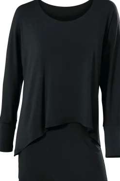 Rundhalsshirt mit Fledermaus-Ärmeln