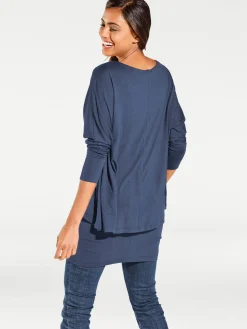 Rundhalsshirt mit Fledermaus-Ärmeln