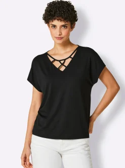 Shirttop mit Bändchenverzierung am Ausschnitt