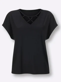 Shirttop mit Bändchenverzierung am Ausschnitt