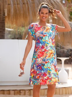 Sommerkleid mit Raff-Bändern an den Schultern