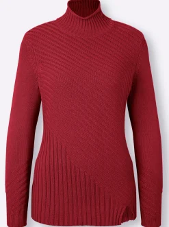 Stehkragenpullover mit Strickmuster