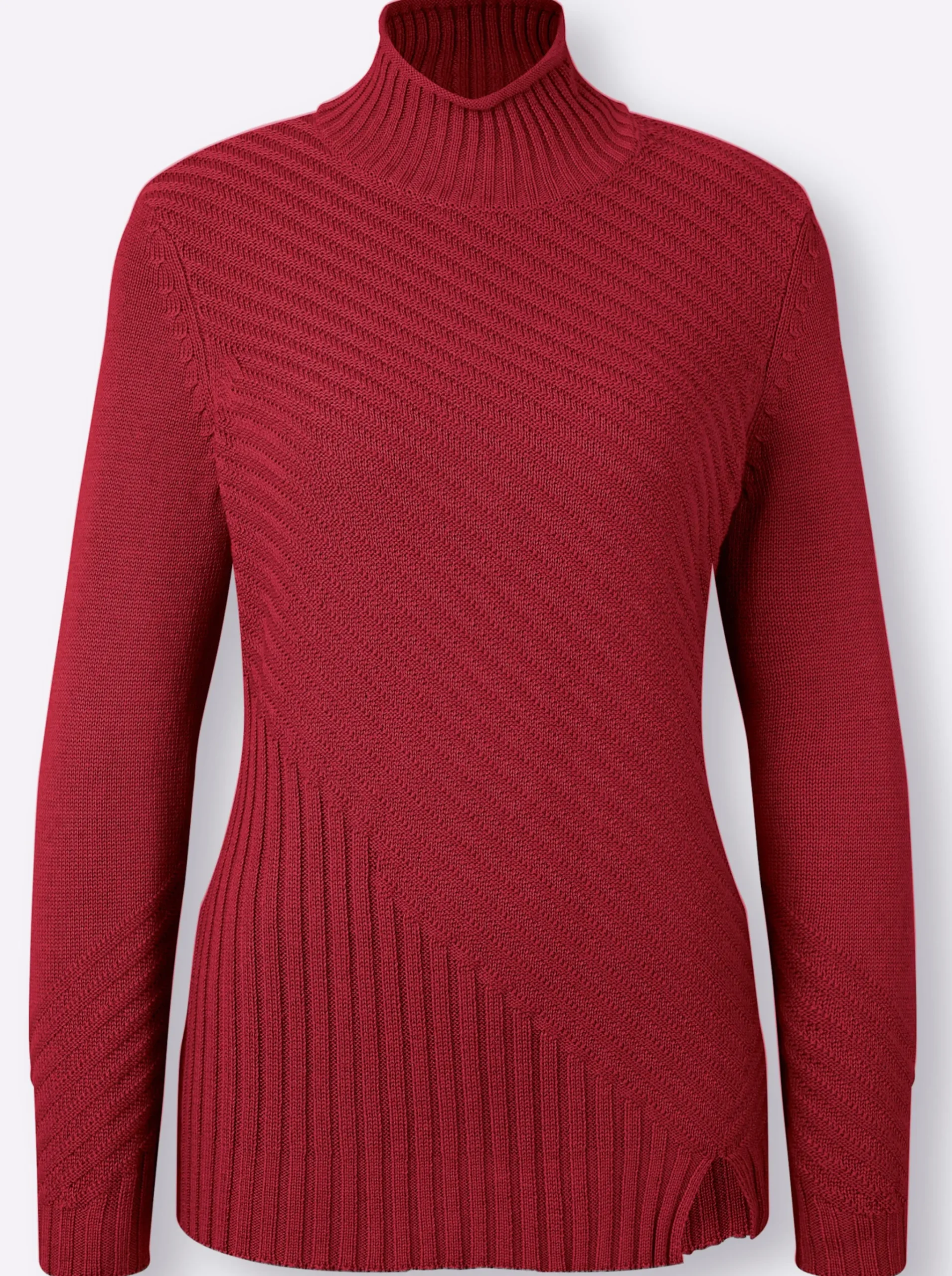 Stehkragenpullover mit Strickmuster