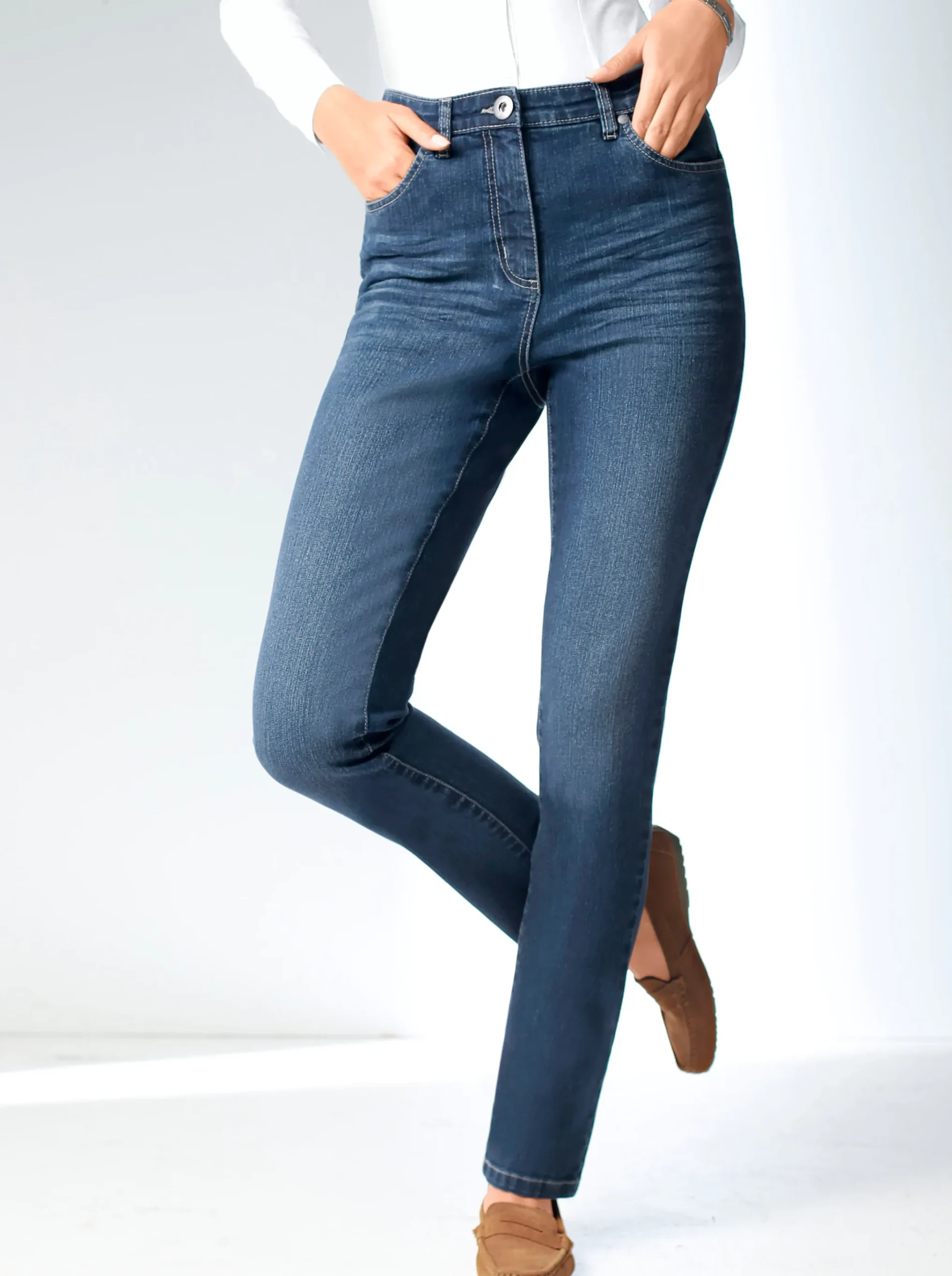 Stretch-Jeans in Used-Optik
