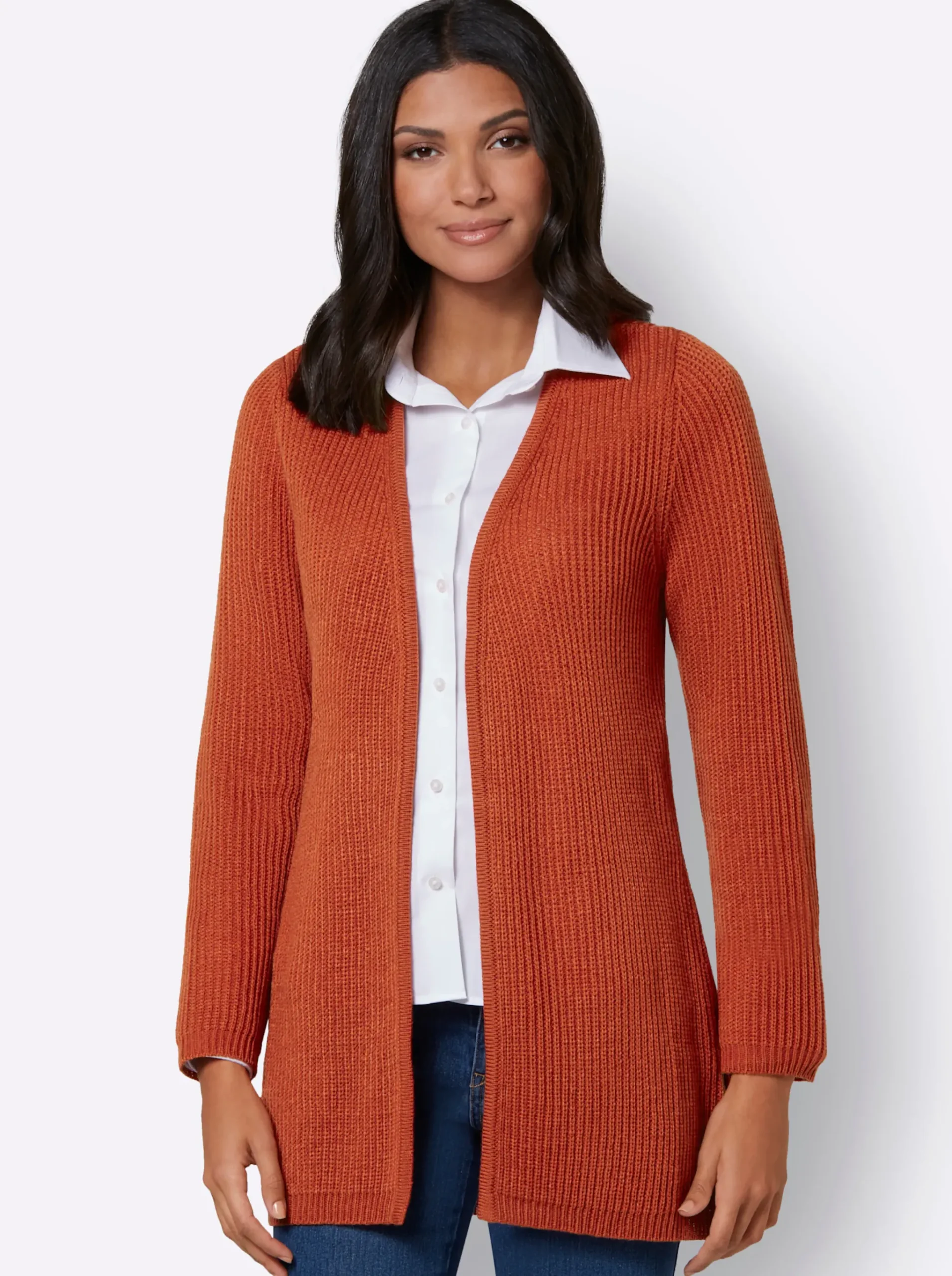 Strickjacke mit gerippten Abschlüssen