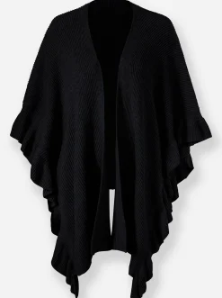 Strickponcho mit Volants
