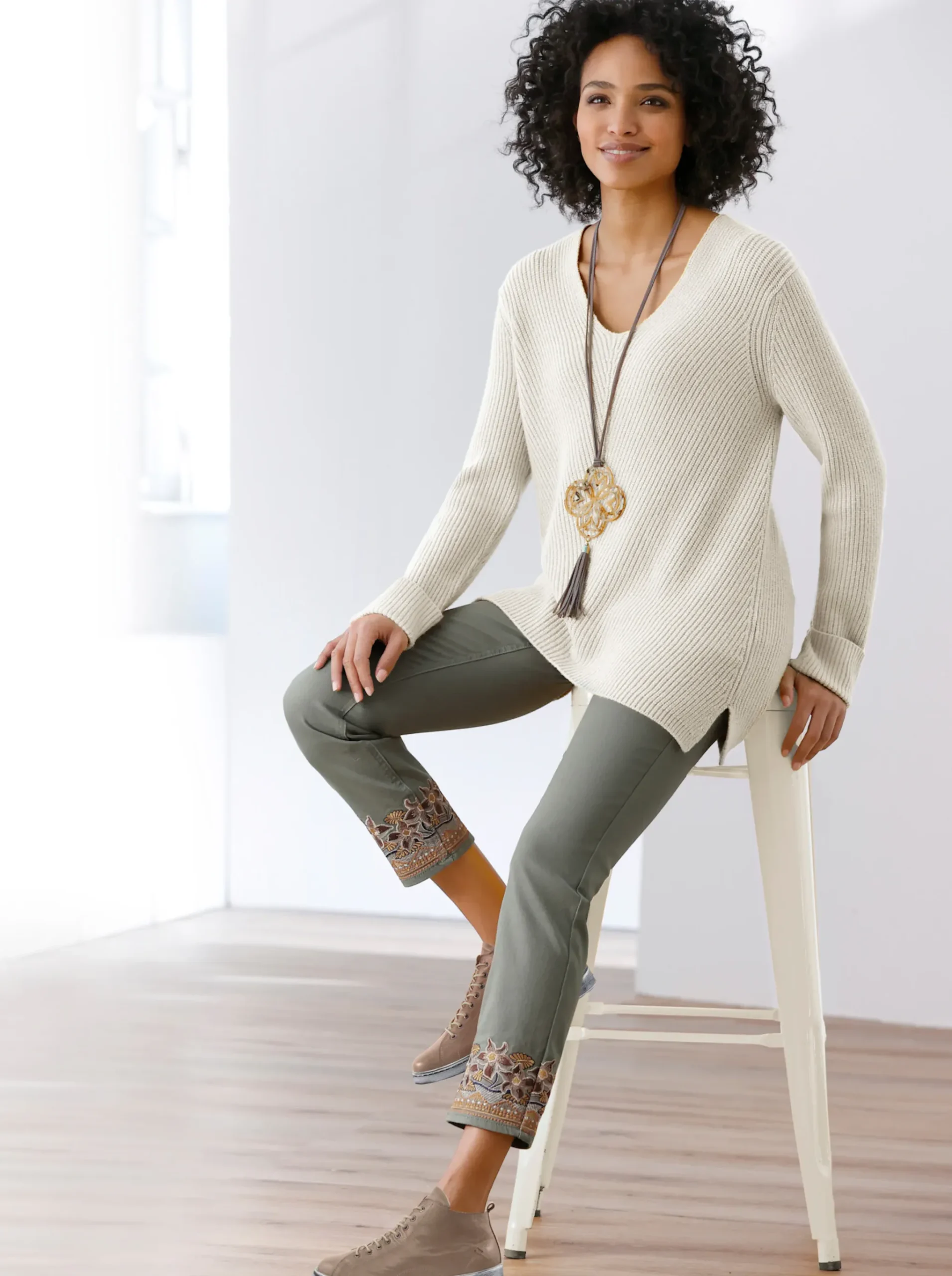 Strickpullover mit V-Ausschnitt