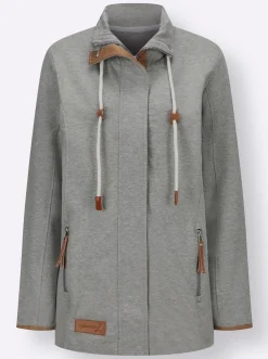 Sweatjacke mit Paspeln aus Leder-Imitat