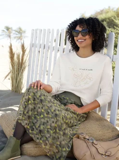Sweatshirt mit Blumenstickerei