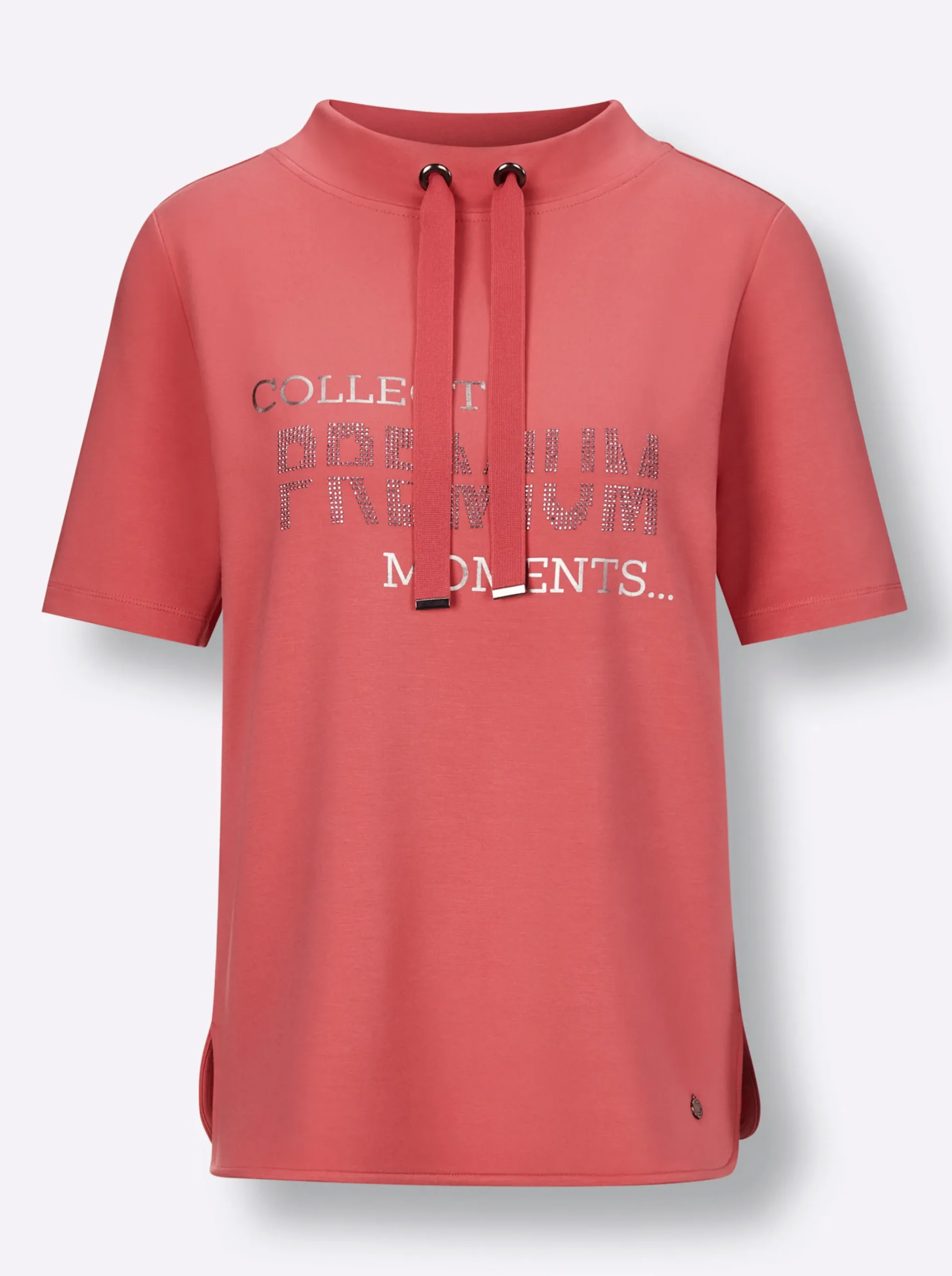 Sweatshirt mit Folienprint und Glitzersteinchen