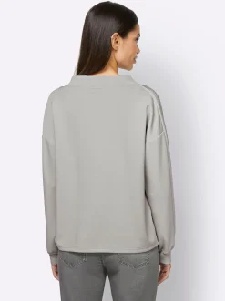 Sweatshirt mit Galonstreifen aus Ziersteinchen