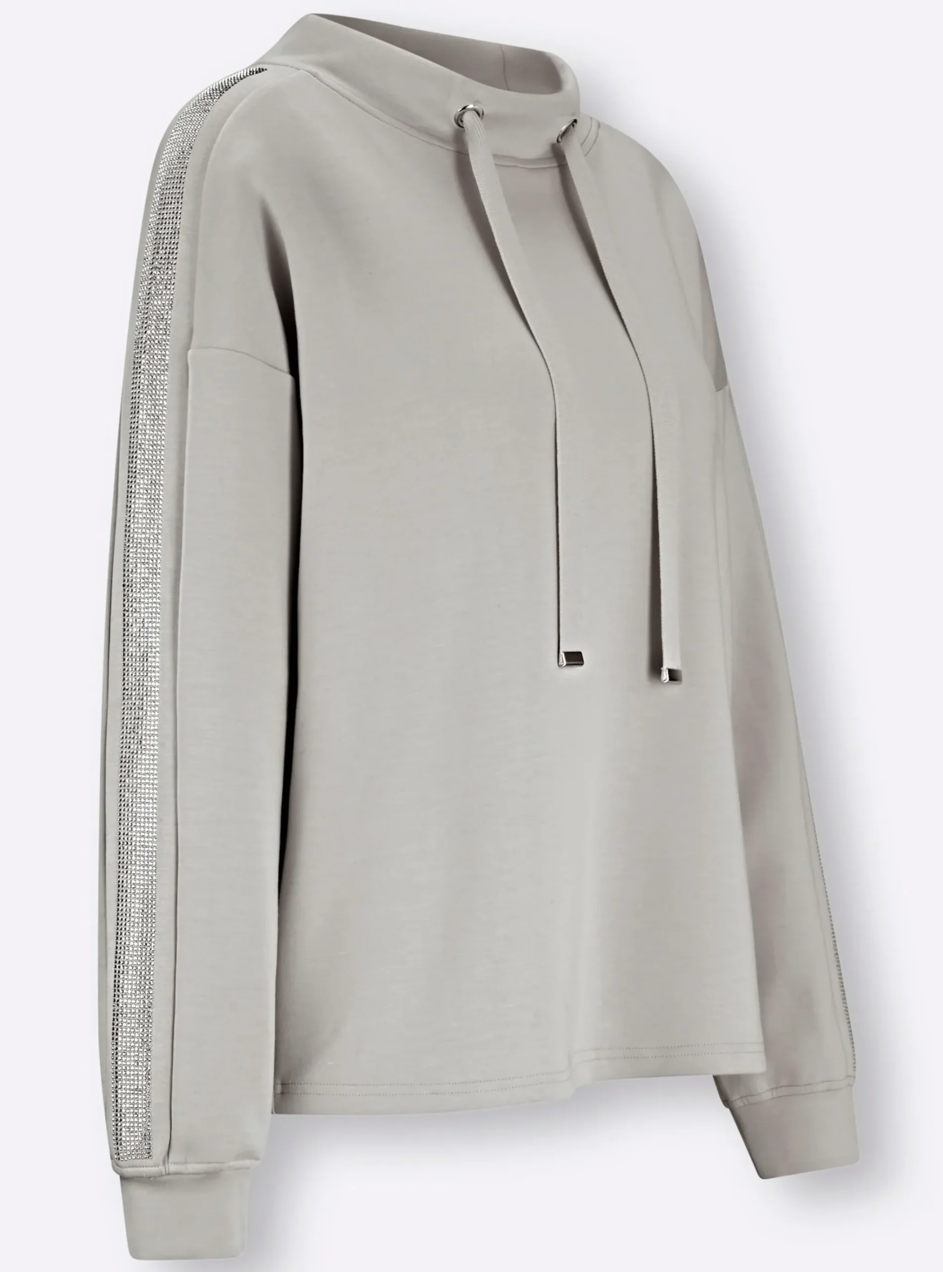 Sweatshirt mit Galonstreifen aus Ziersteinchen