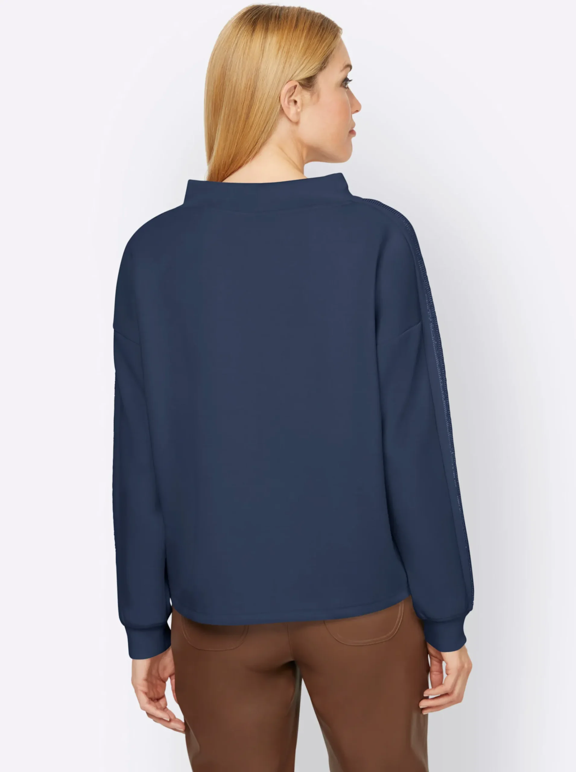 Sweatshirt mit Galonstreifen aus Ziersteinchen