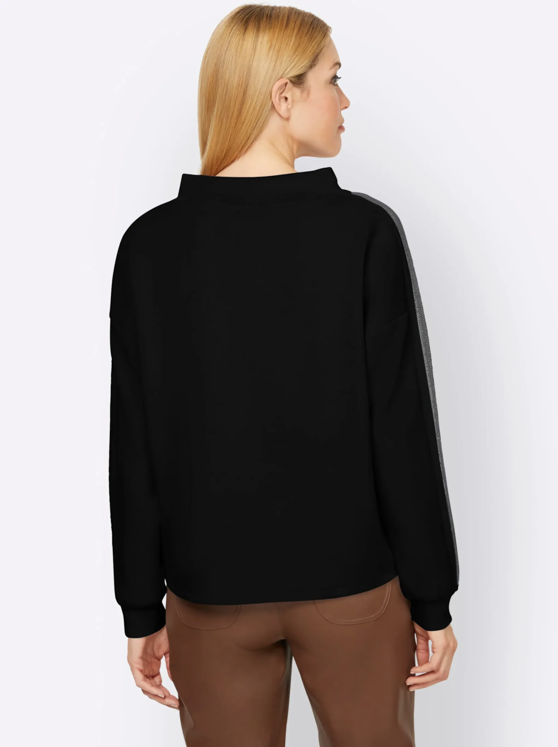 Sweatshirt mit Galonstreifen aus Ziersteinchen