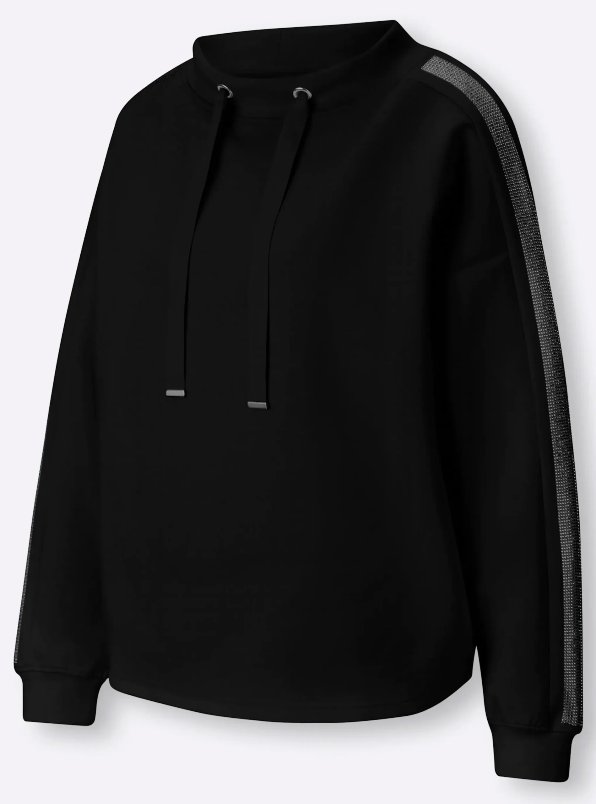 Sweatshirt mit Galonstreifen aus Ziersteinchen