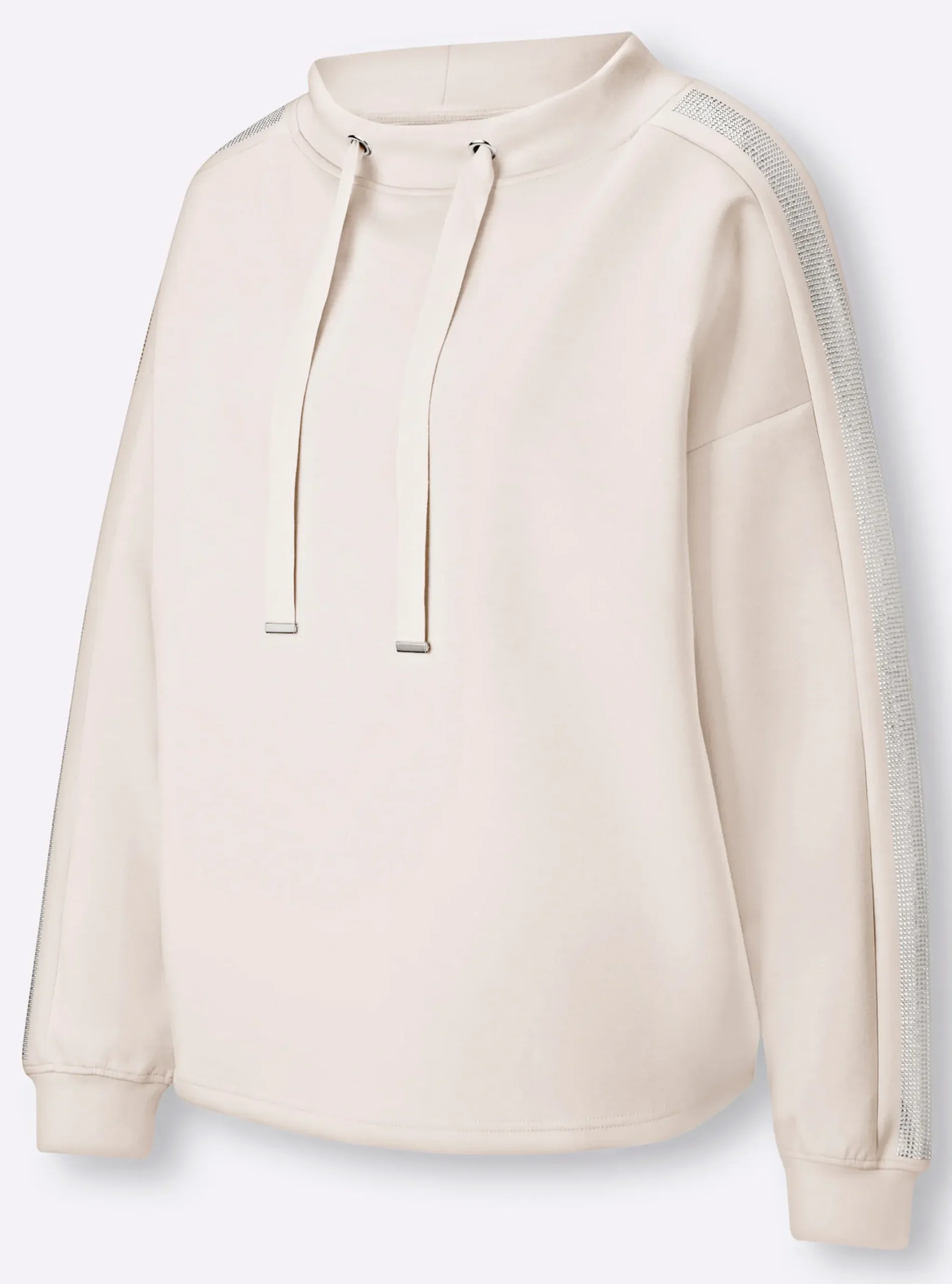 Sweatshirt mit Galonstreifen aus Ziersteinchen