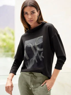 Sweatshirt mit Glitzer-Print im Vorderteil