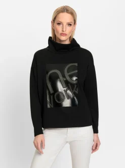 Sweatshirt mit Glitzer-Print im Vorderteil