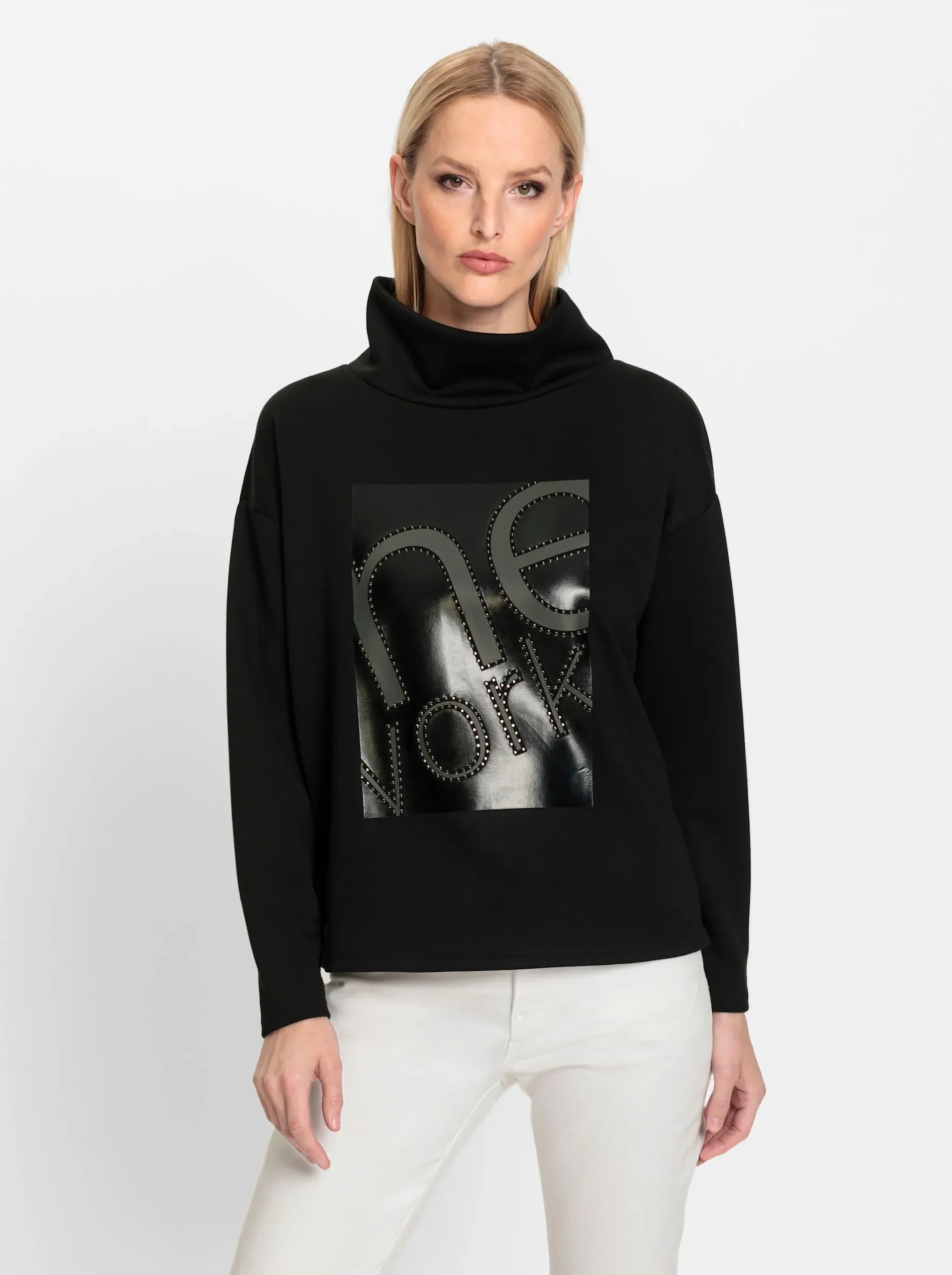 Sweatshirt mit Glitzer-Print im Vorderteil