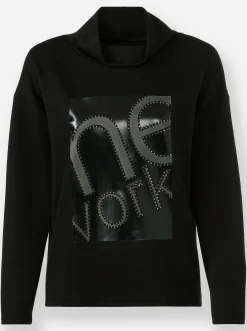 Sweatshirt mit Glitzer-Print im Vorderteil