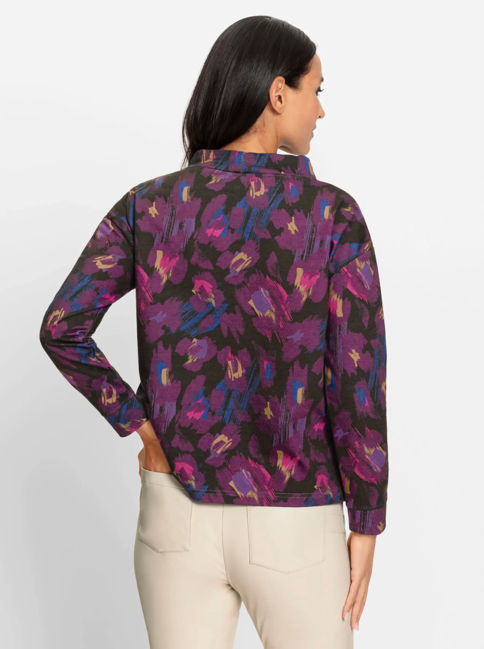 Sweatshirt mit halsfernem Stehkragen