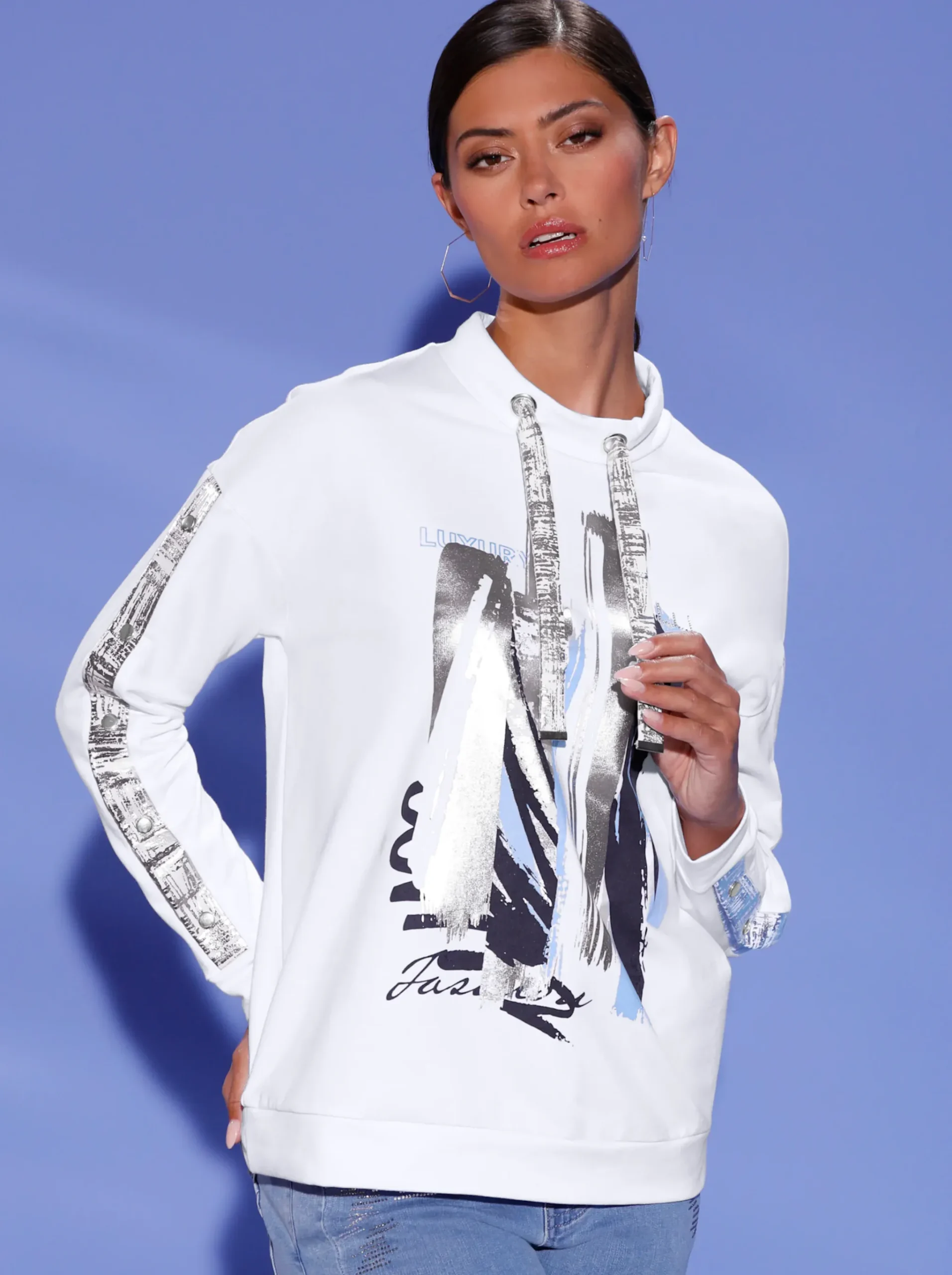 Sweatshirt mit platziertem Metallic-Druck