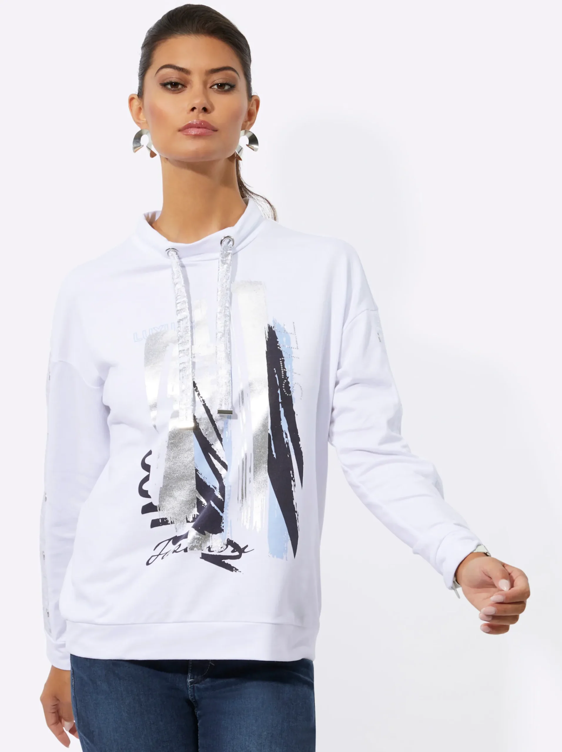Sweatshirt mit platziertem Metallic-Druck