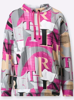 Sweatshirt mit regulierbarem Stehkragen