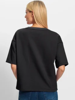 Sweatshirt mit Schriftzug und Glitzersteinchen