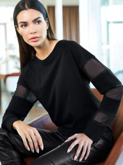 Sweatshirt mit transparenten Mesh-Einsätzen