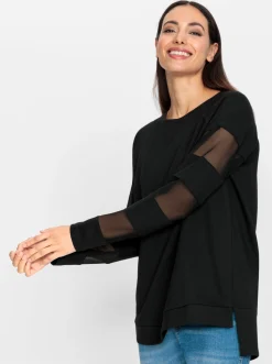 Sweatshirt mit transparenten Mesh-Einsätzen