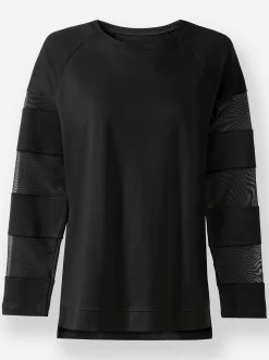 Sweatshirt mit transparenten Mesh-Einsätzen
