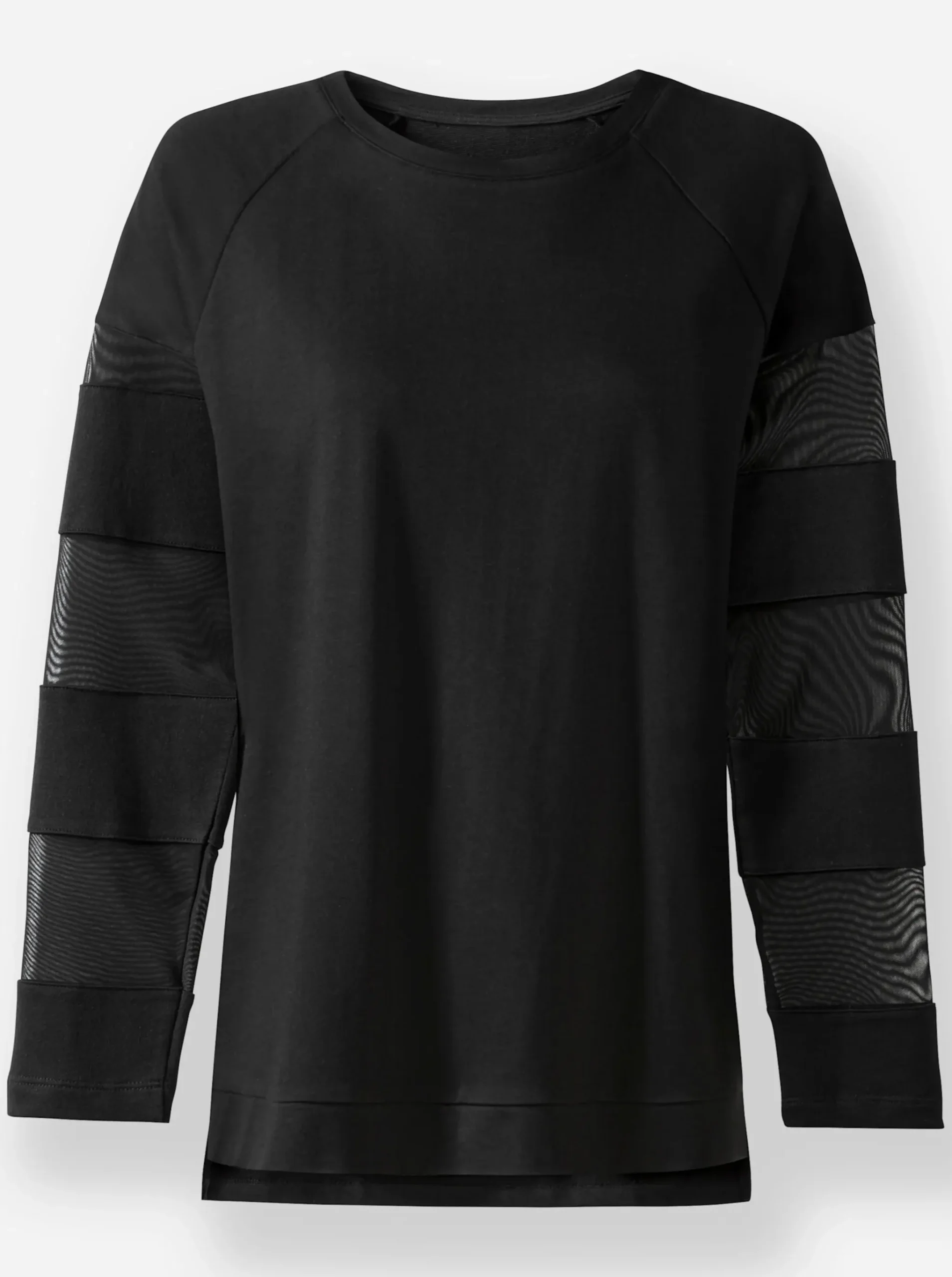 Sweatshirt mit transparenten Mesh-Einsätzen