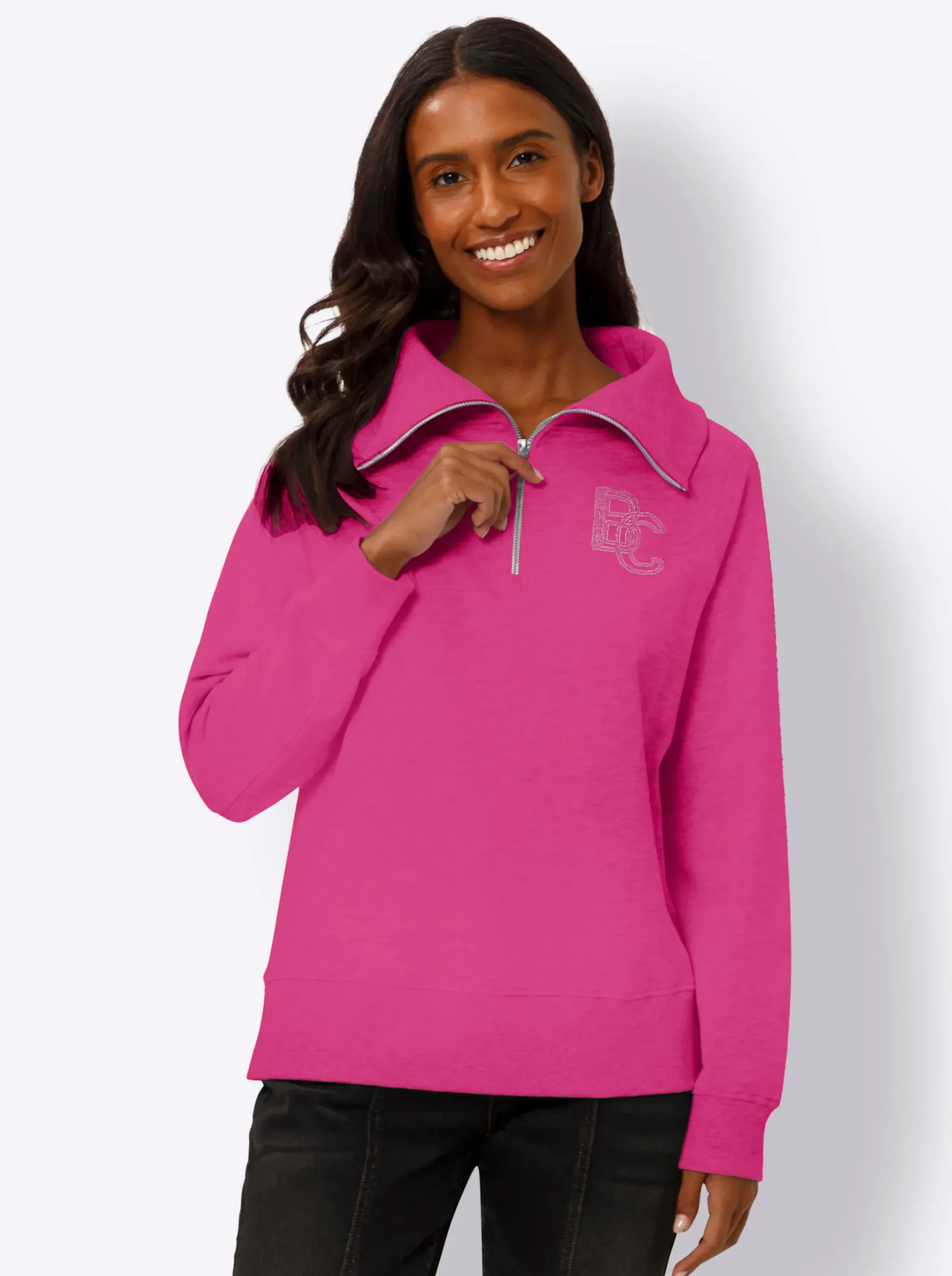 Sweatshirt mit Troyer-Kragen