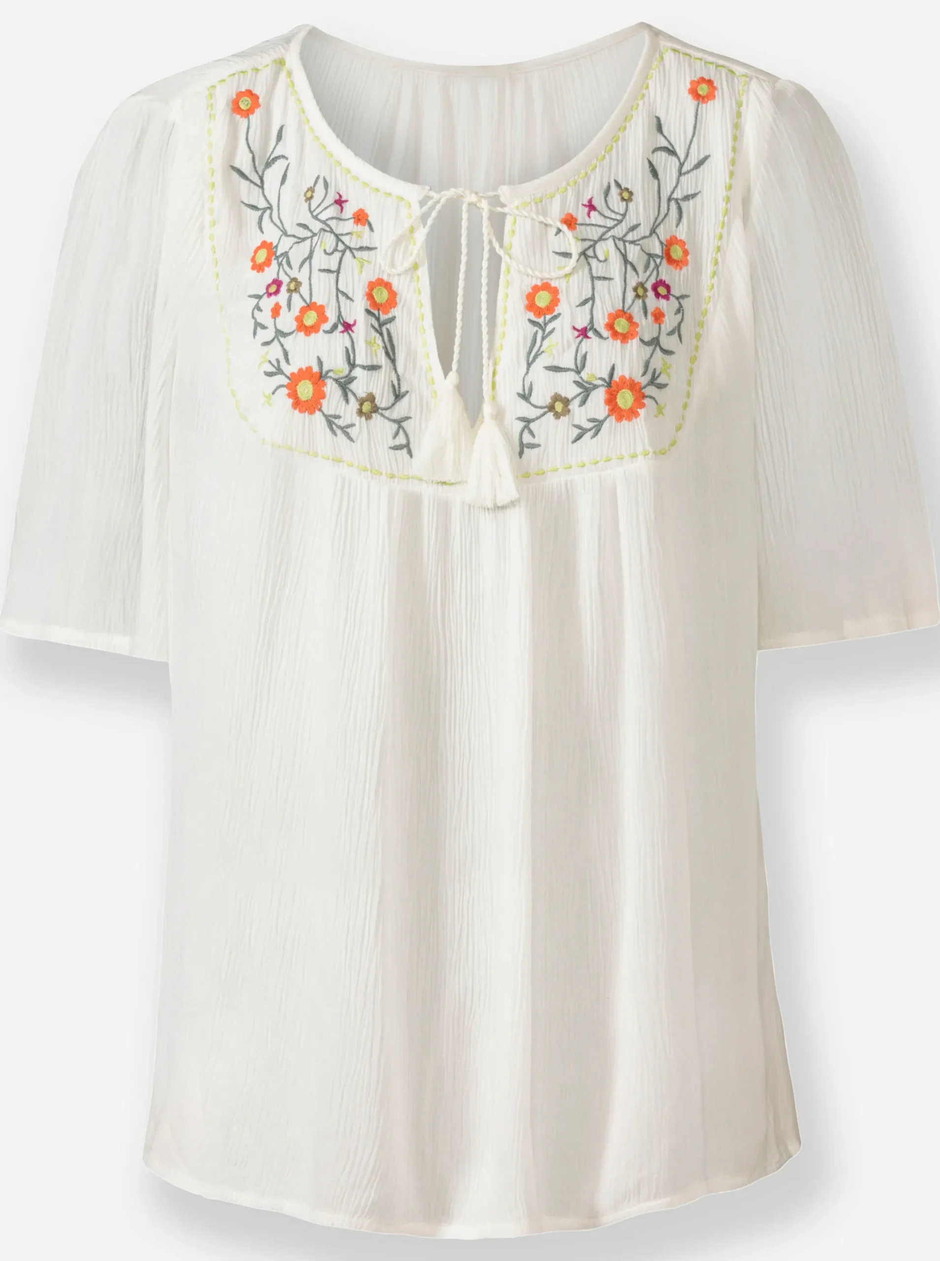 Tunika mit Blüten-Stickerei