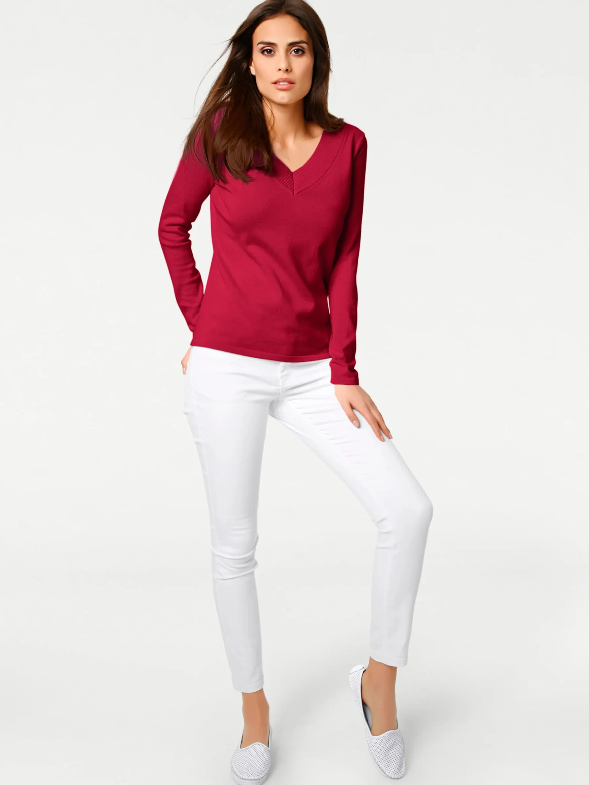 V-Ausschnitt-Pullover aus reiner Baumwolle