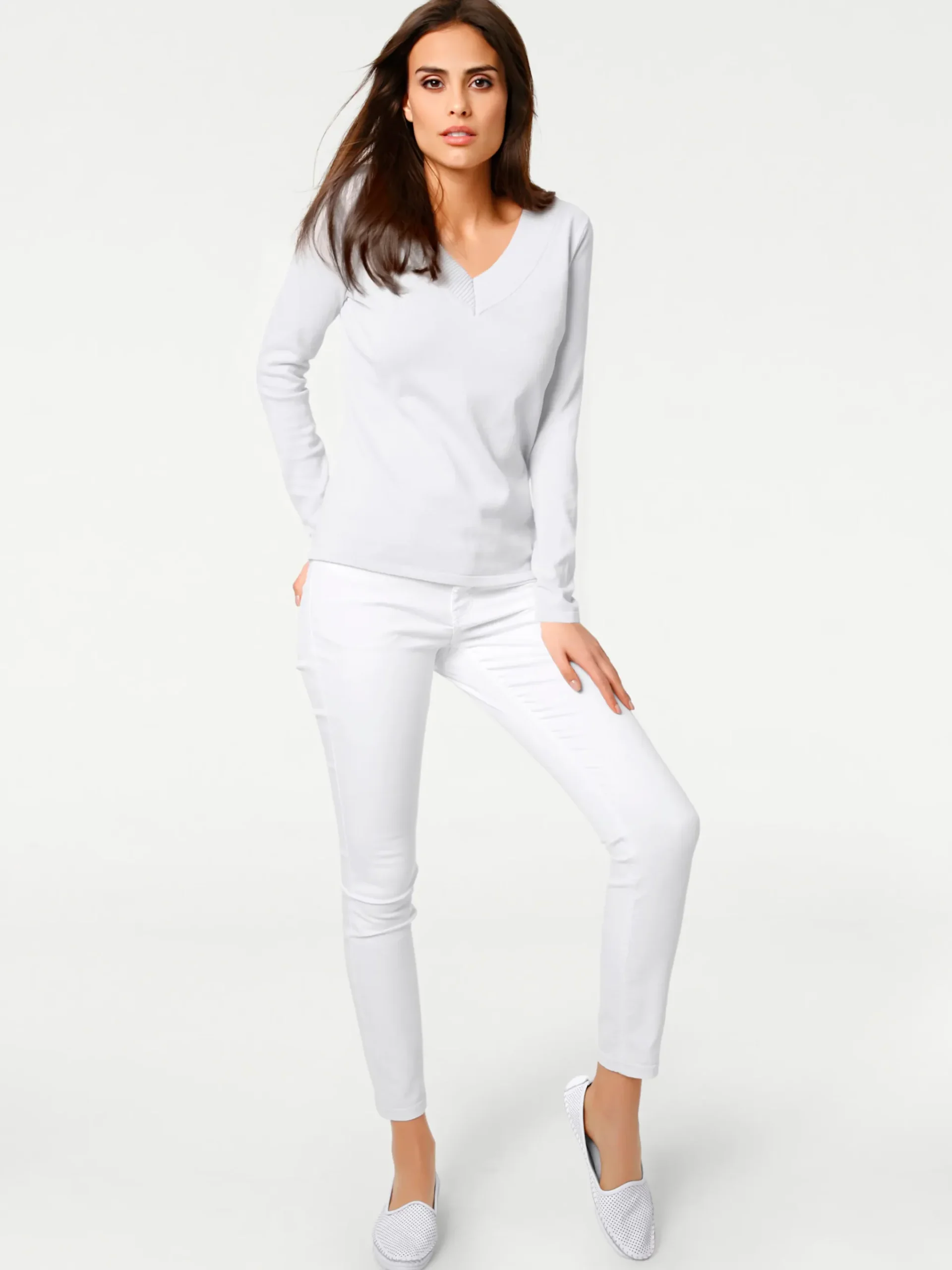 V-Ausschnitt-Pullover aus reiner Baumwolle
