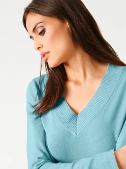 V-Ausschnitt-Pullover aus reiner Baumwolle