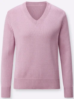 V-Ausschnitt-Pullover mit Baumwolle