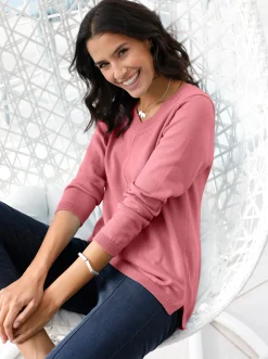 V-Ausschnitt-Pullover mit Biesen vorne