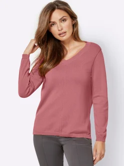 V-Ausschnitt-Pullover mit Biesen vorne